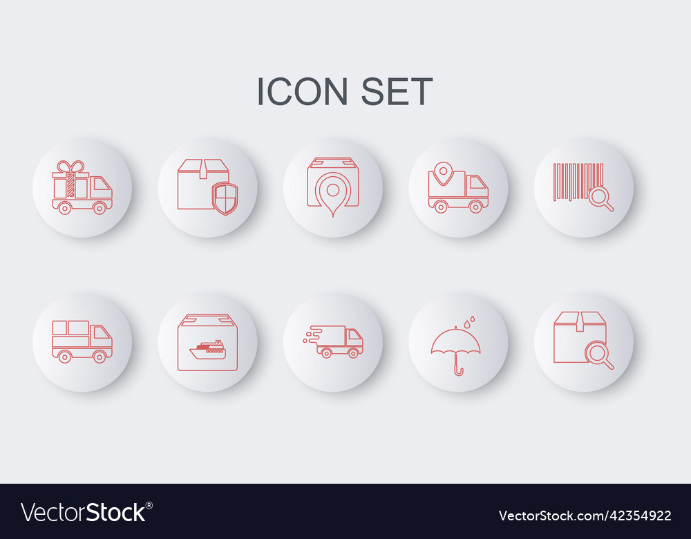 Set line search package delivery truck with boxes