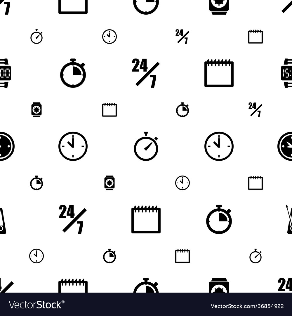 Time icons pattern seamless white background