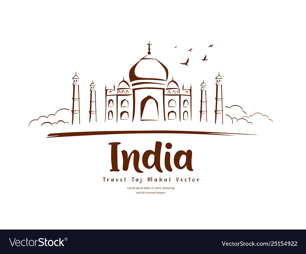 Travel taj mahal india sketching drawing Vector Image