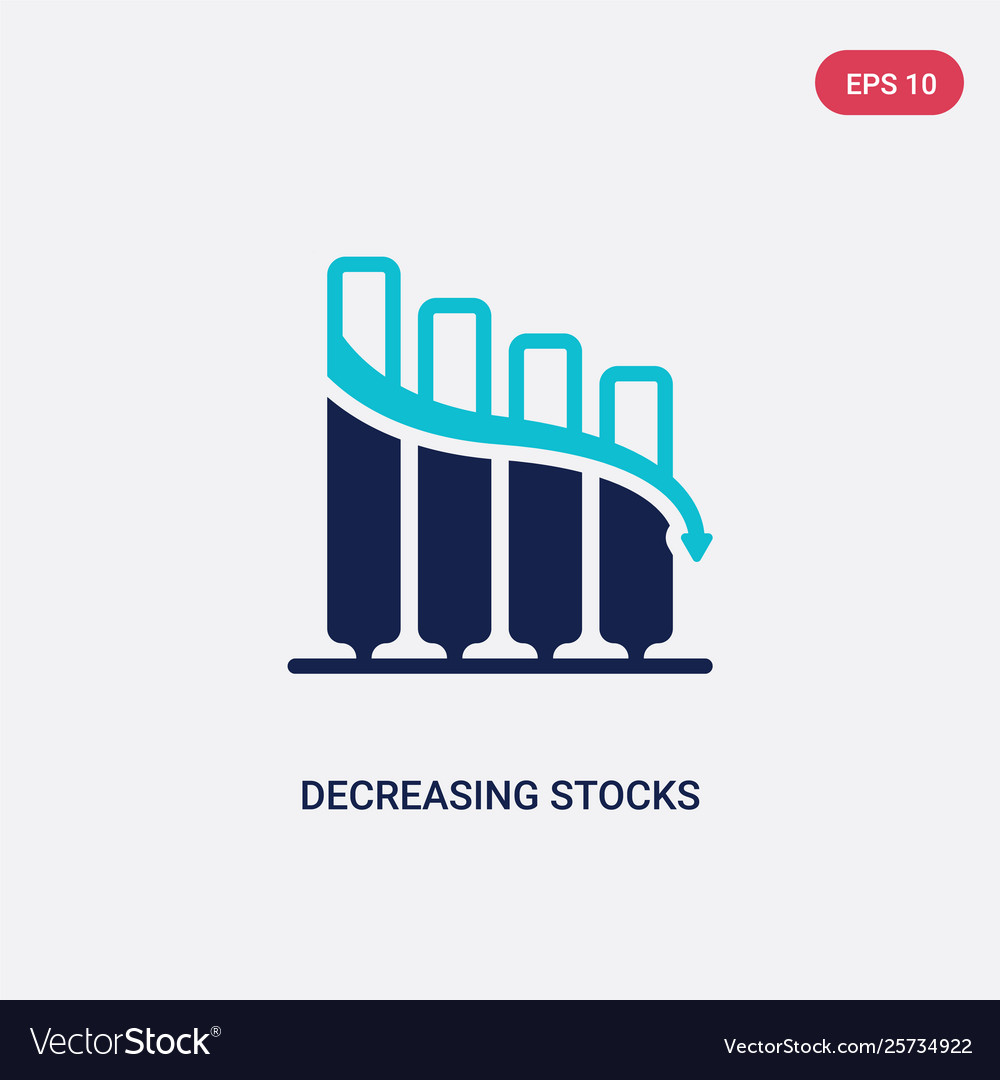 Two color decreasing stocks bars graphic icon vector image Two color decreasing stocks bars graphic icon