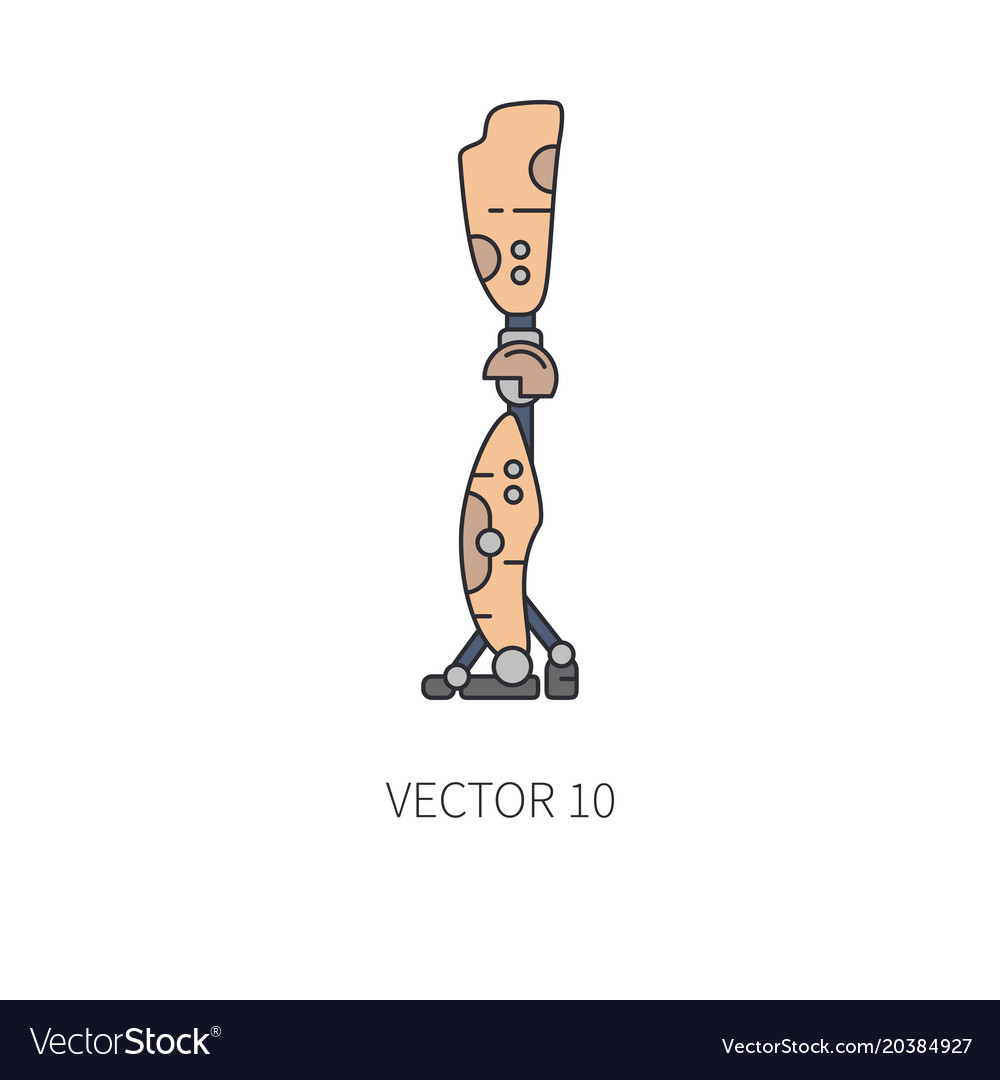 Bionic robot leg prosthesis color line icon