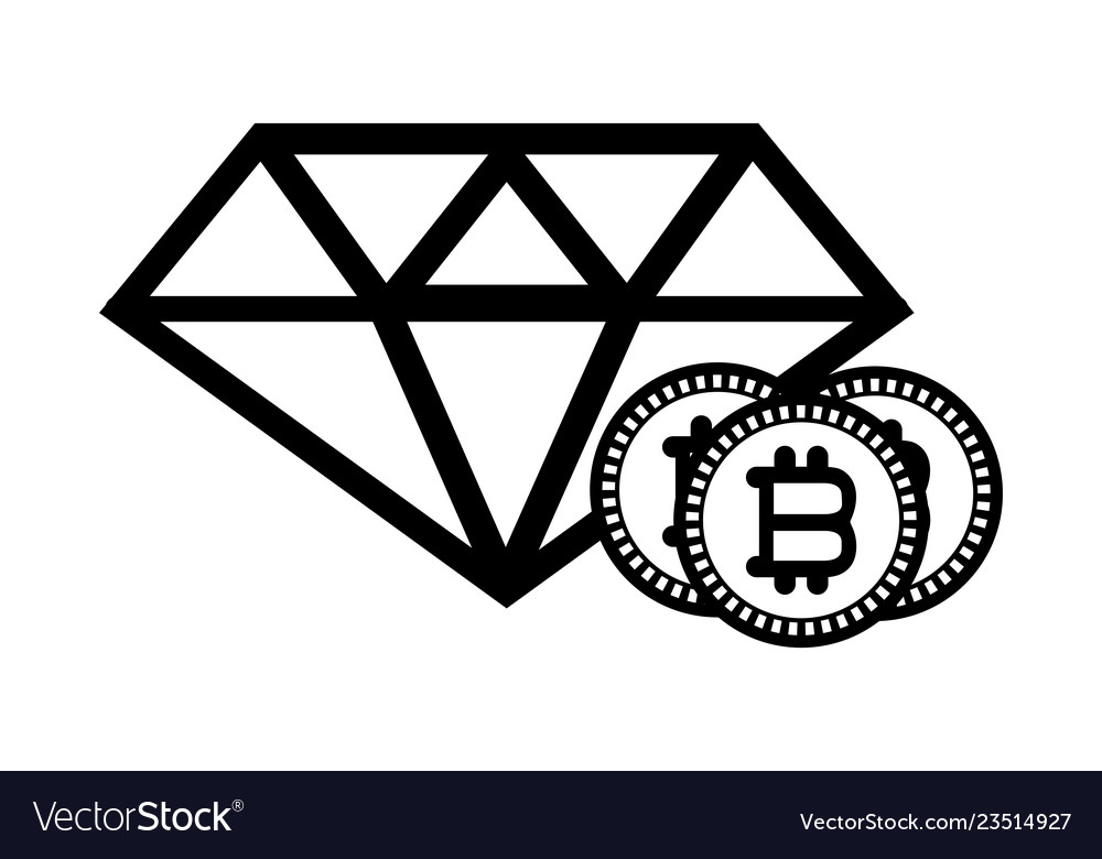 Bitcoins and diamond black white