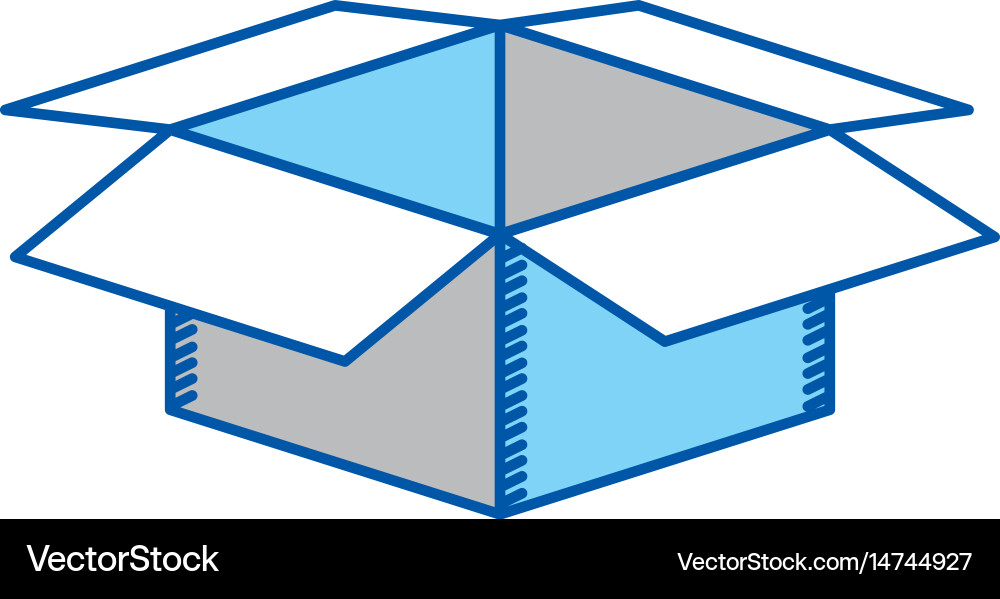 Blue contour of box cardboard opened Royalty Free Vector