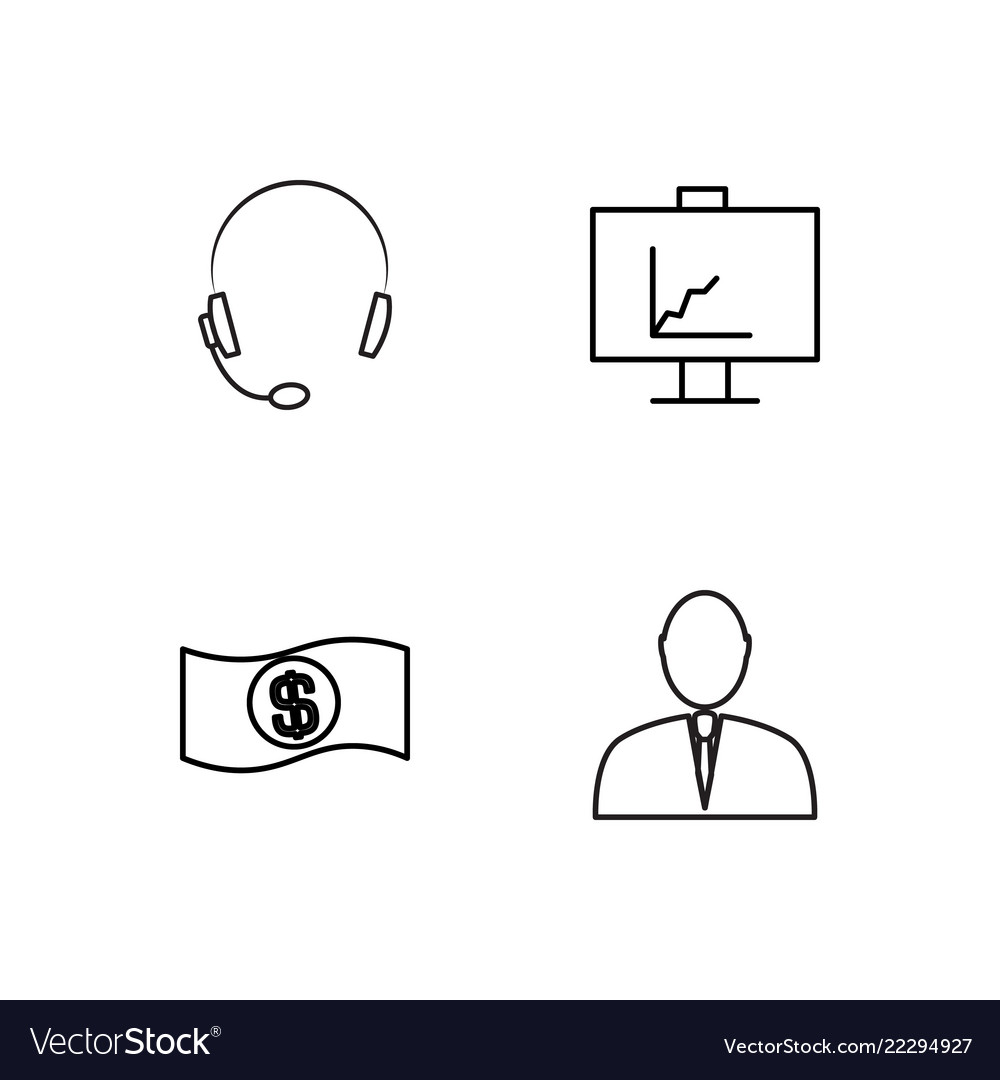 Business simple outlined icons set