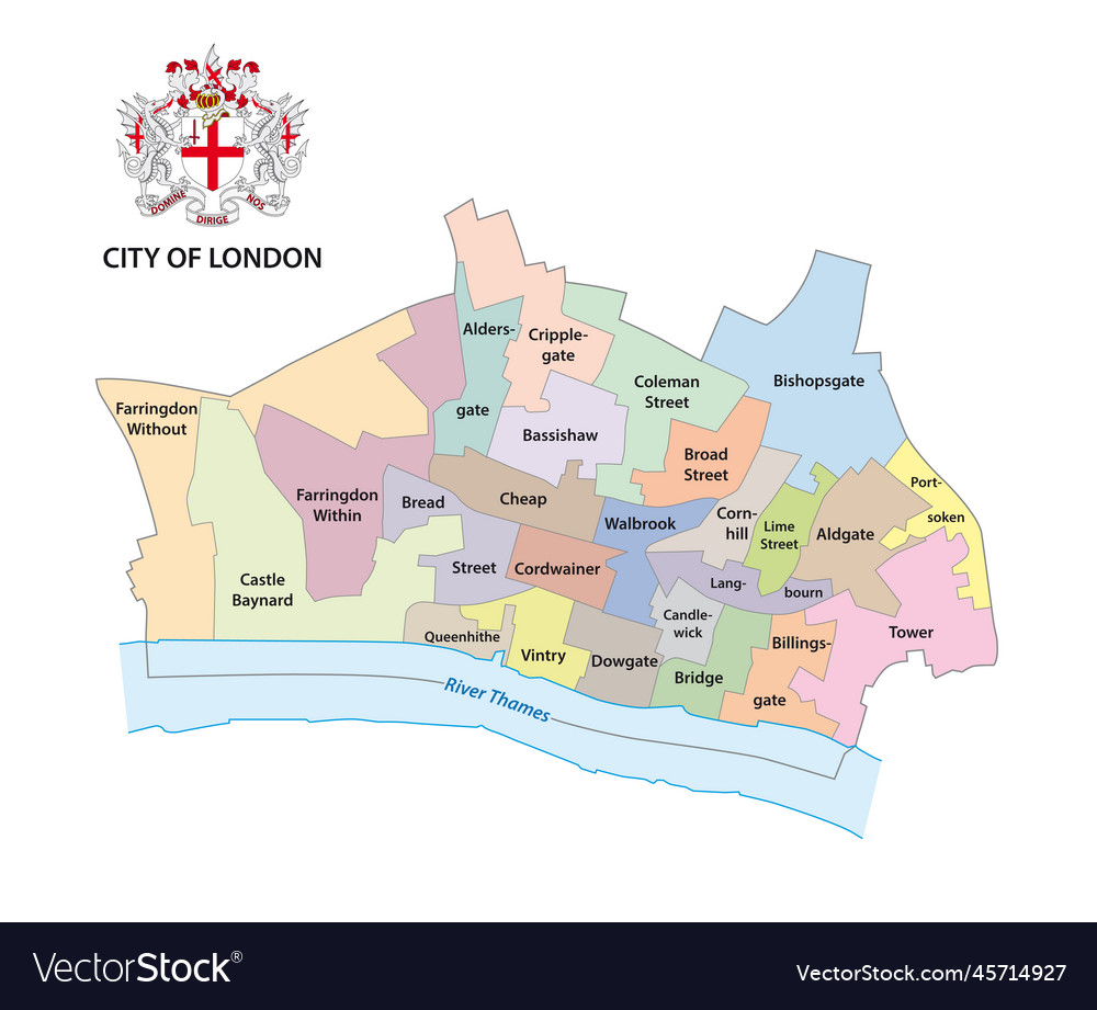 City of london administrative map with coat