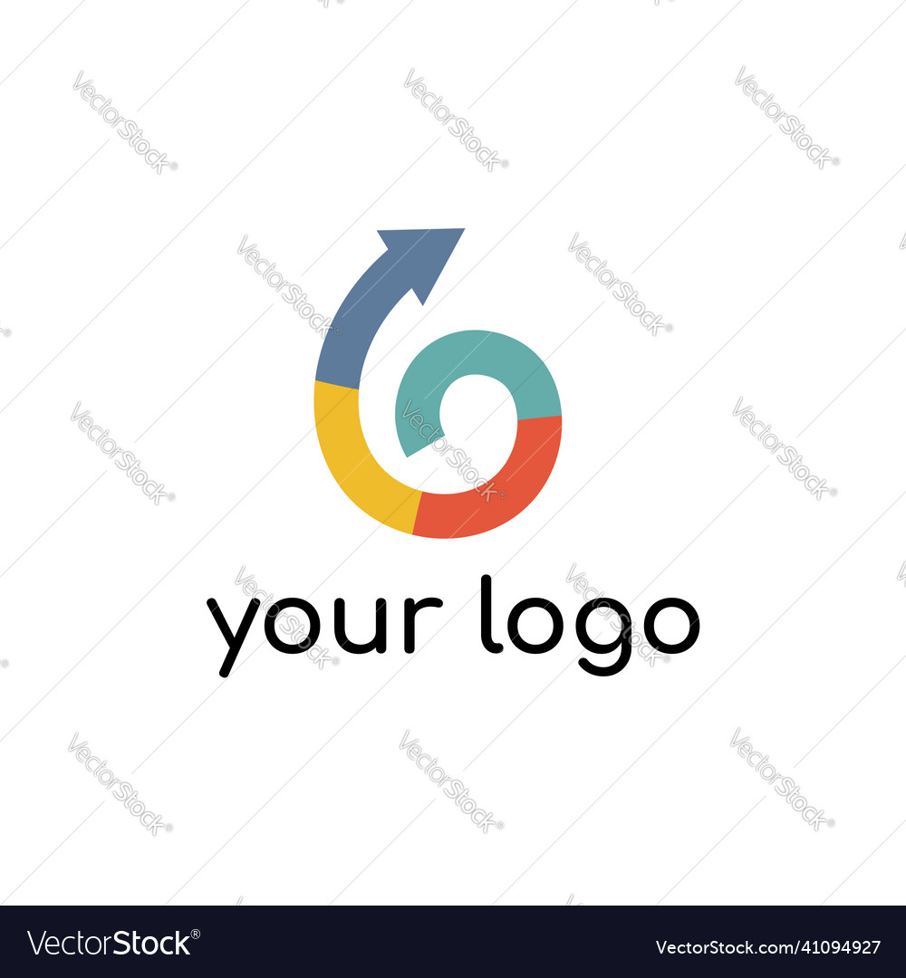 Curl arrow logo with 4 colors design simple icon vector image Curl arrow logo with 4 colors design simple icon