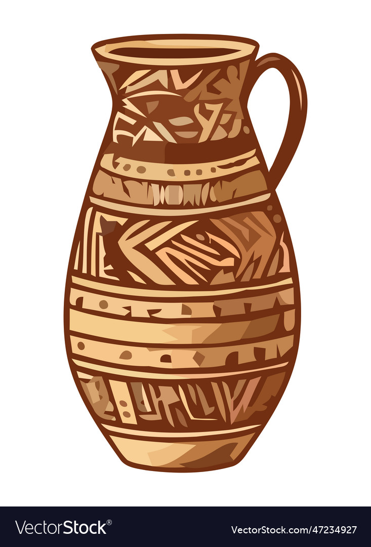 Decorative urn with ornate design and handle Vector Image