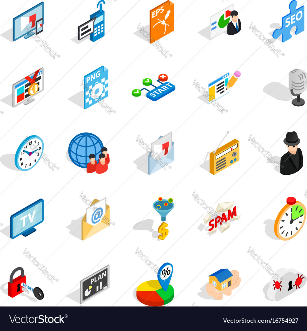 Designer icons set isometric style