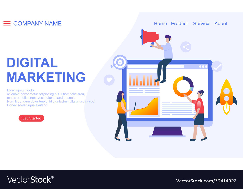 Digital marketing landing page Royalty Free Vector Image