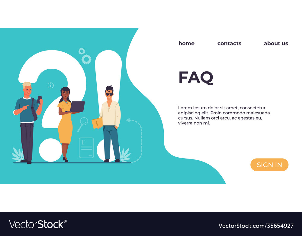 Faq landing page people ask questions online Vector Image