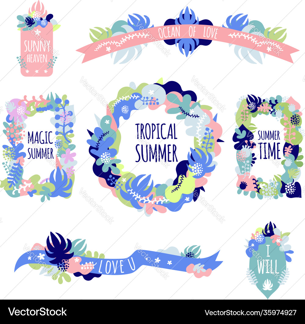 Floral compositions set Royalty Free Vector Image