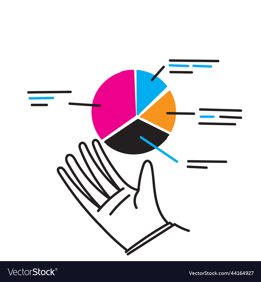 Hand drawn doodle holding pie chart data