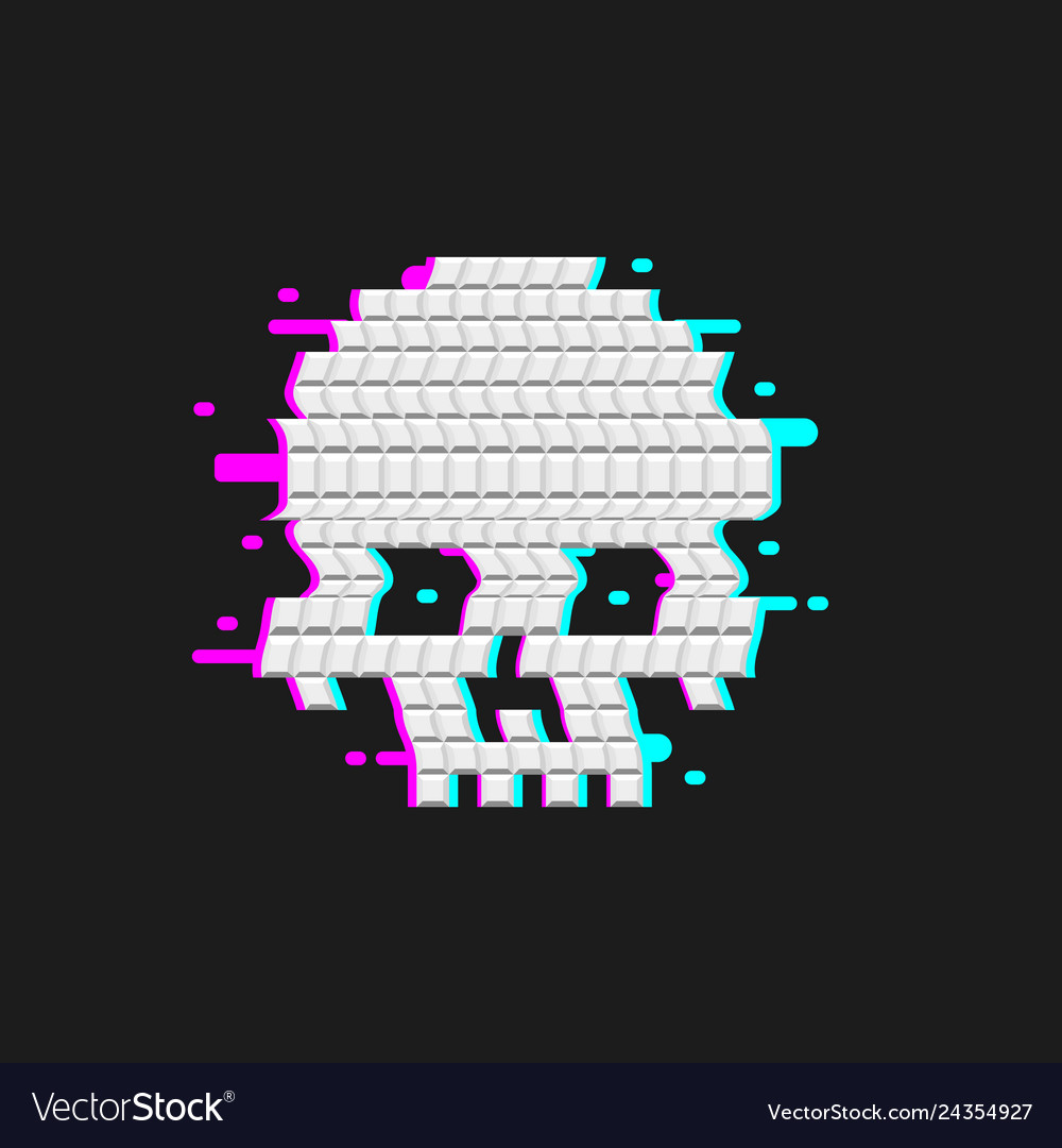 Premium Vector  Human skull on glitching display.