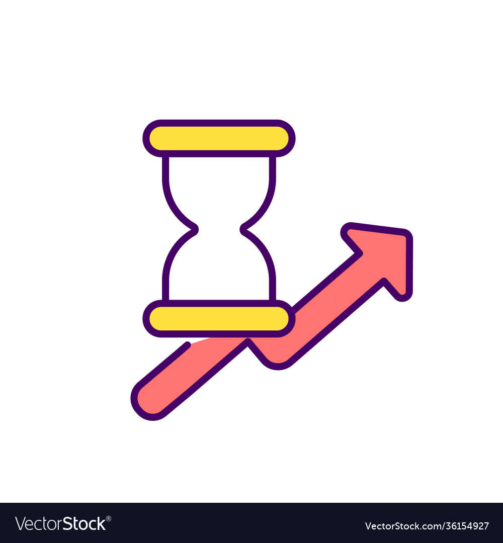 Increasing waiting time rgb color icon Royalty Free Vector