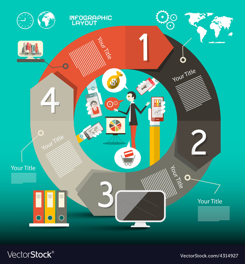 Infographics template - layout with world map