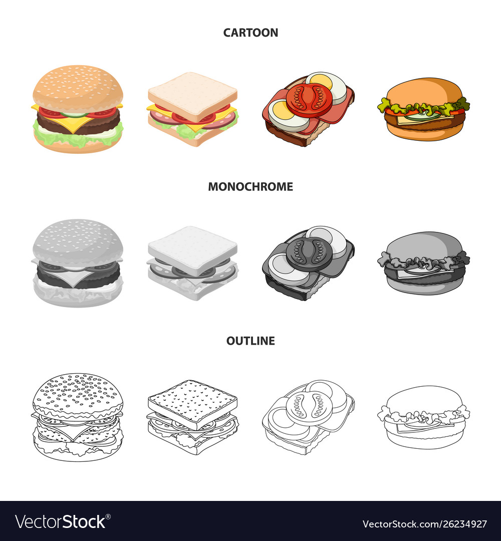 Isolated object sandwich and wrap icon set