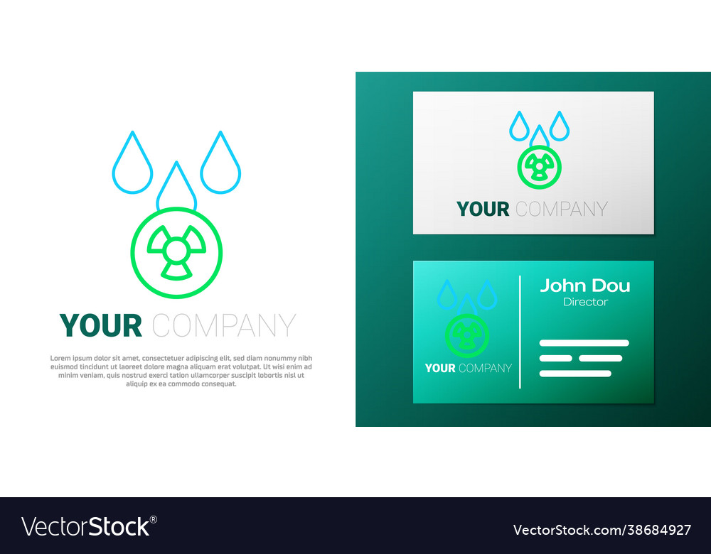 Line acid rain and radioactive cloud icon isolated