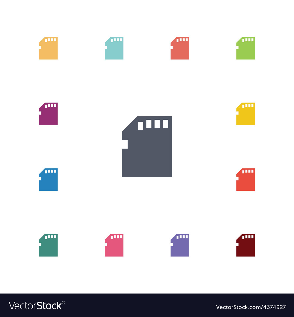 Memory card flat icons set
