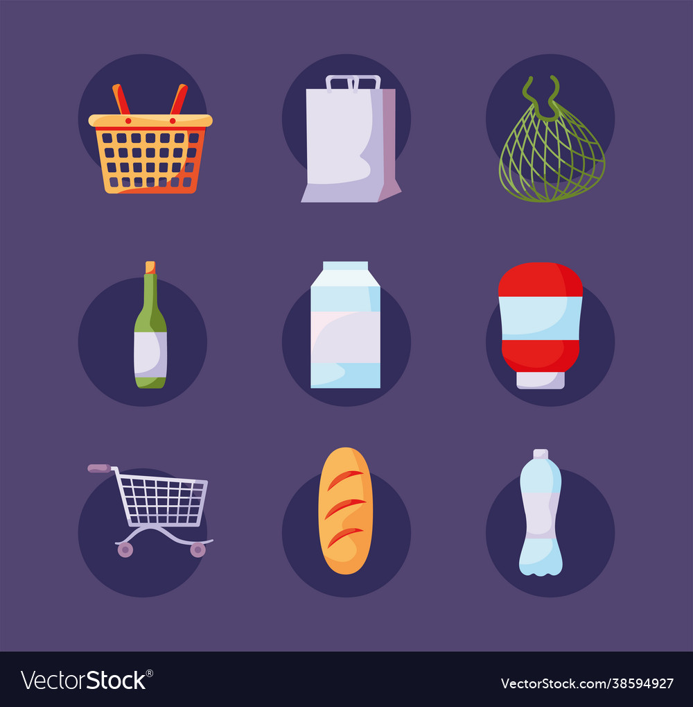 Nine groceries items