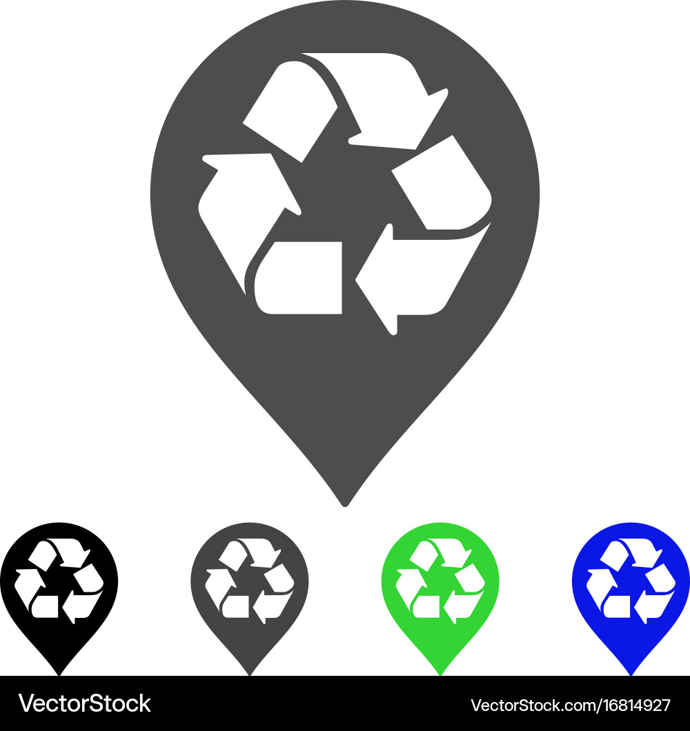 Recycle map marker flat icon Royalty Free Vector Image