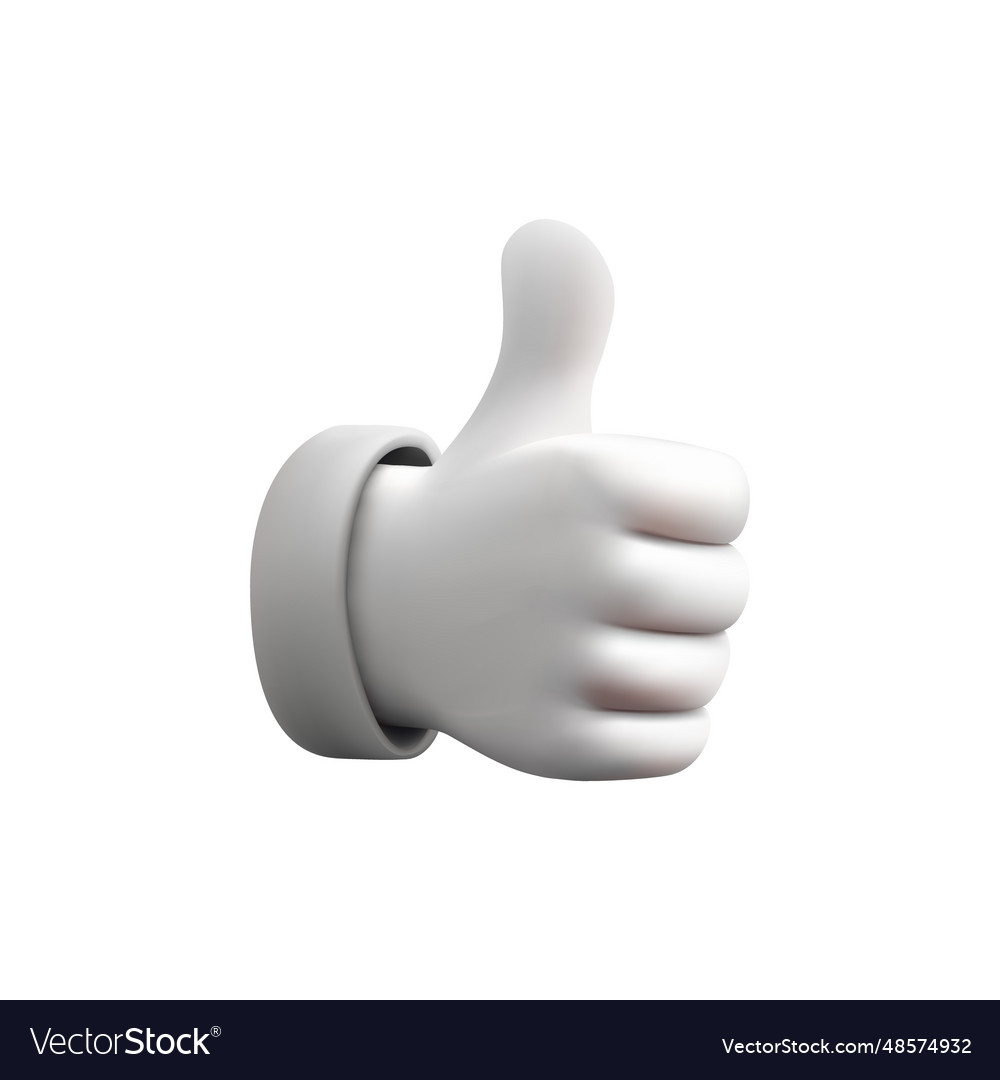 3d cartoon thumb up hand isolated like sign vector image 3d cartoon thumb up hand isolated like sign
