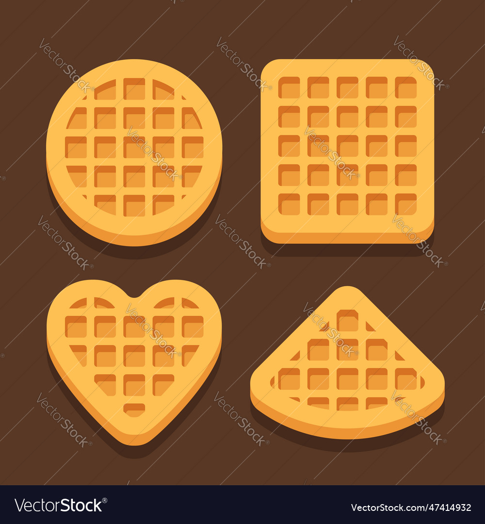 Flat design various belgian waffles in set Vector Image