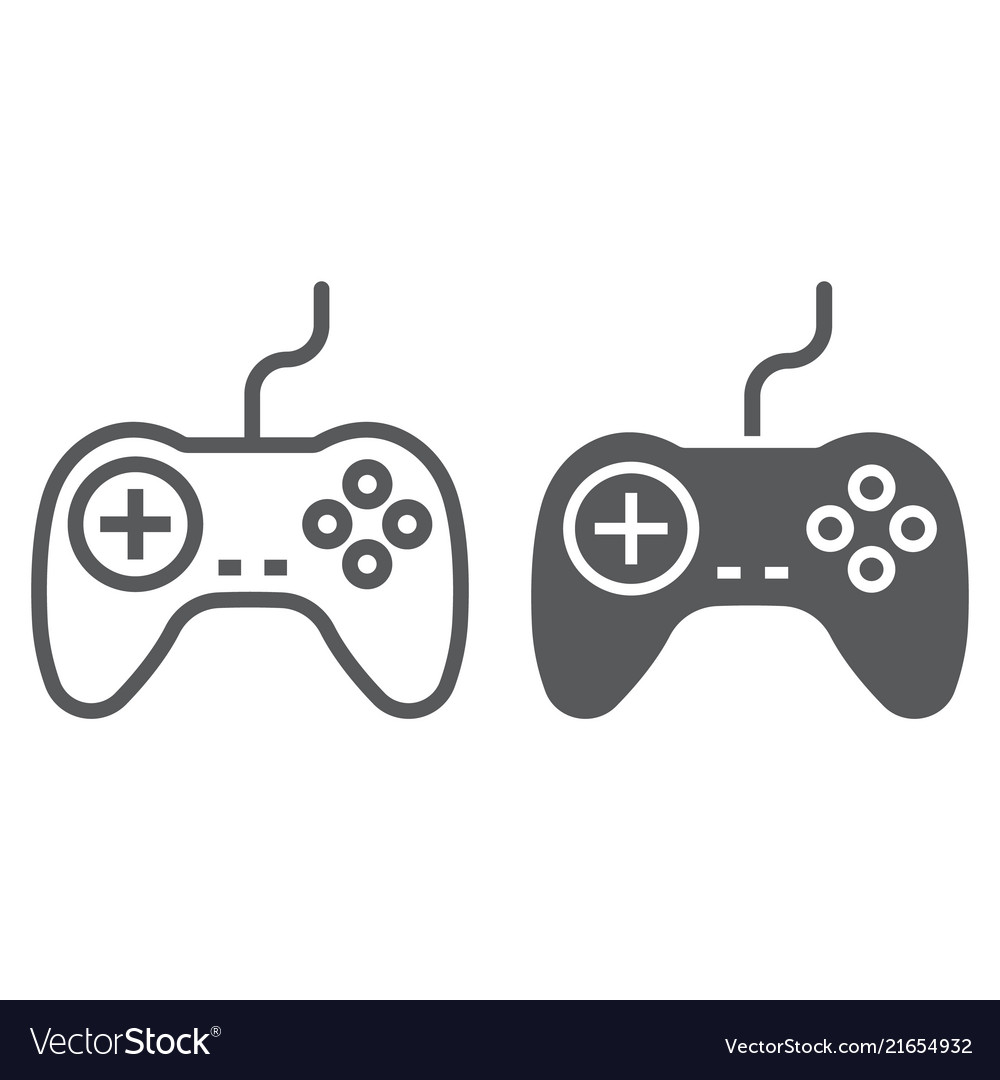 Gamepad line and glyph icon electronic