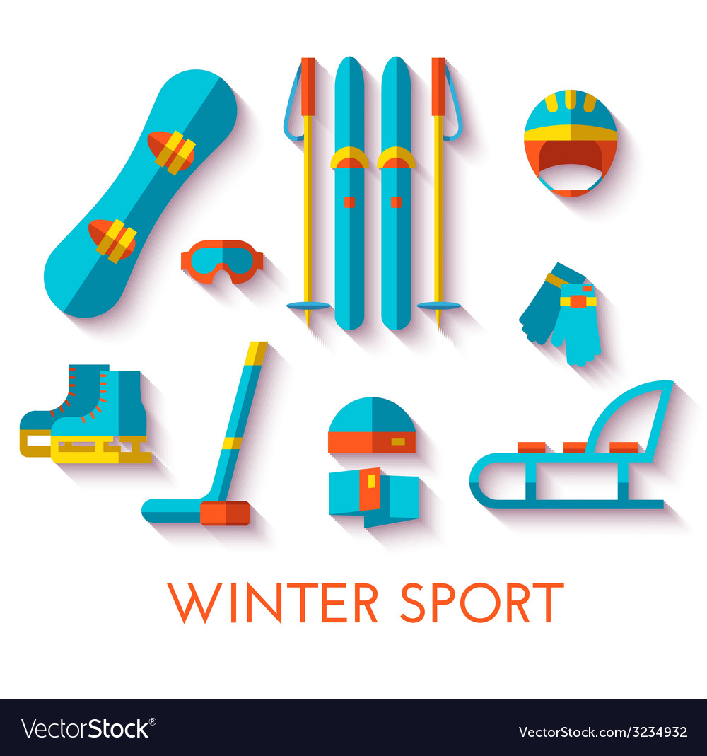 Icon set of winter sport flat design