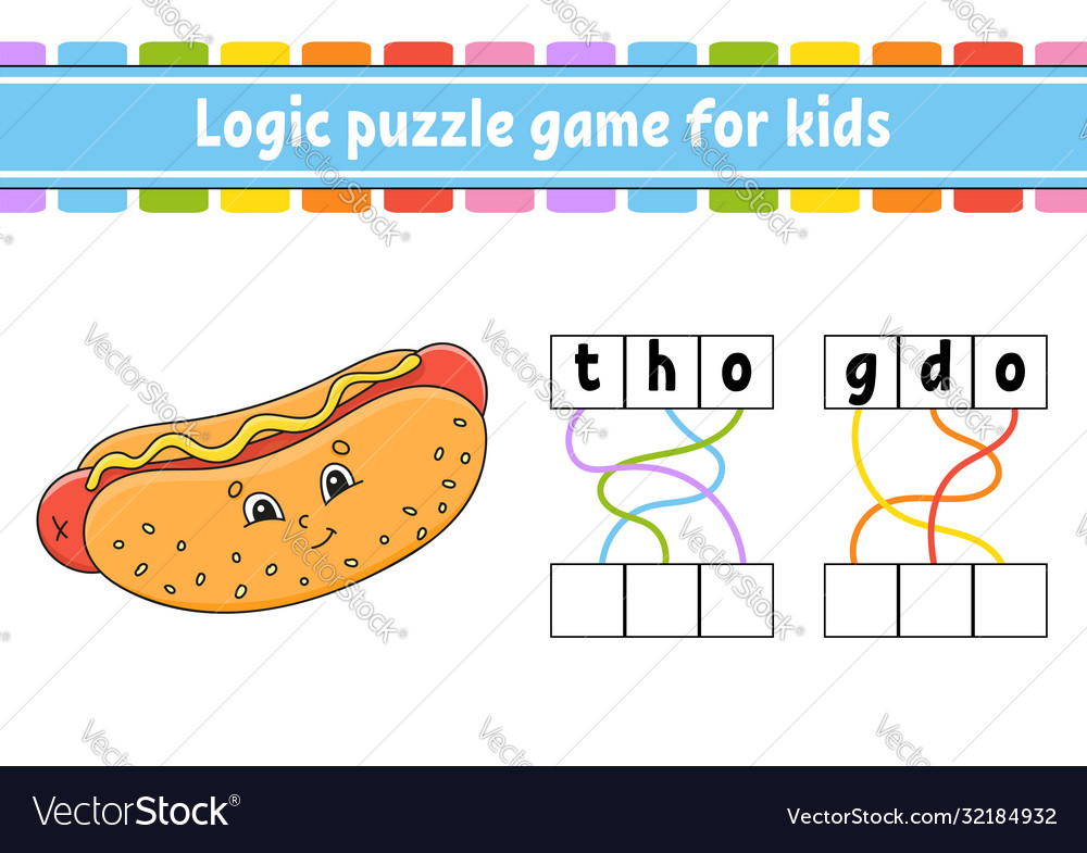 Logic puzzle game learning words for kids find