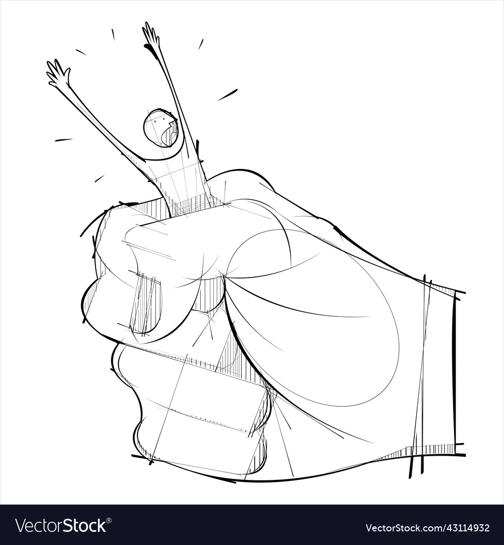 Man being crushed by a giant hand Royalty Free Vector Image