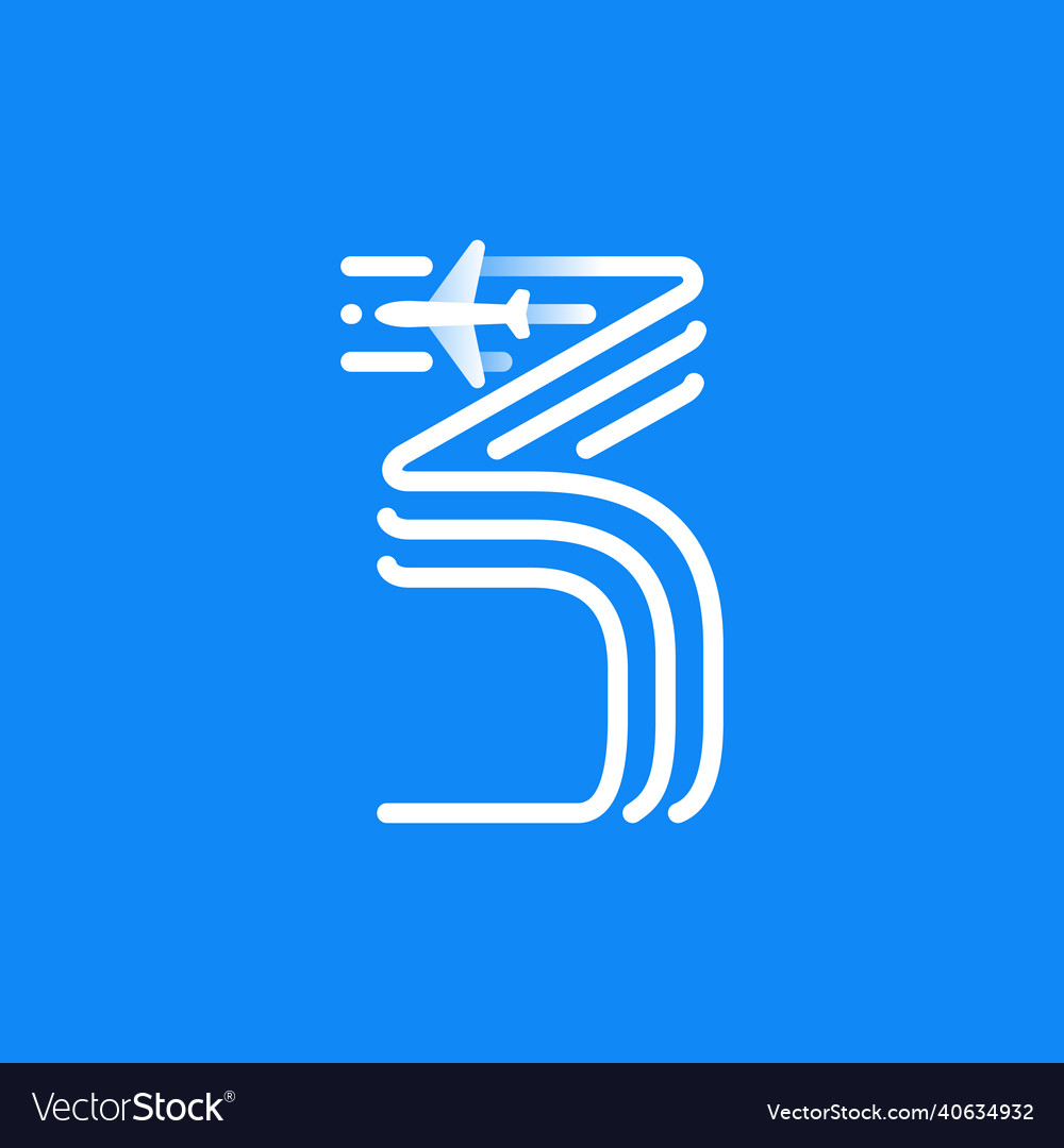 Number three logo is made of parallel lines vector image Number three logo is made of parallel lines