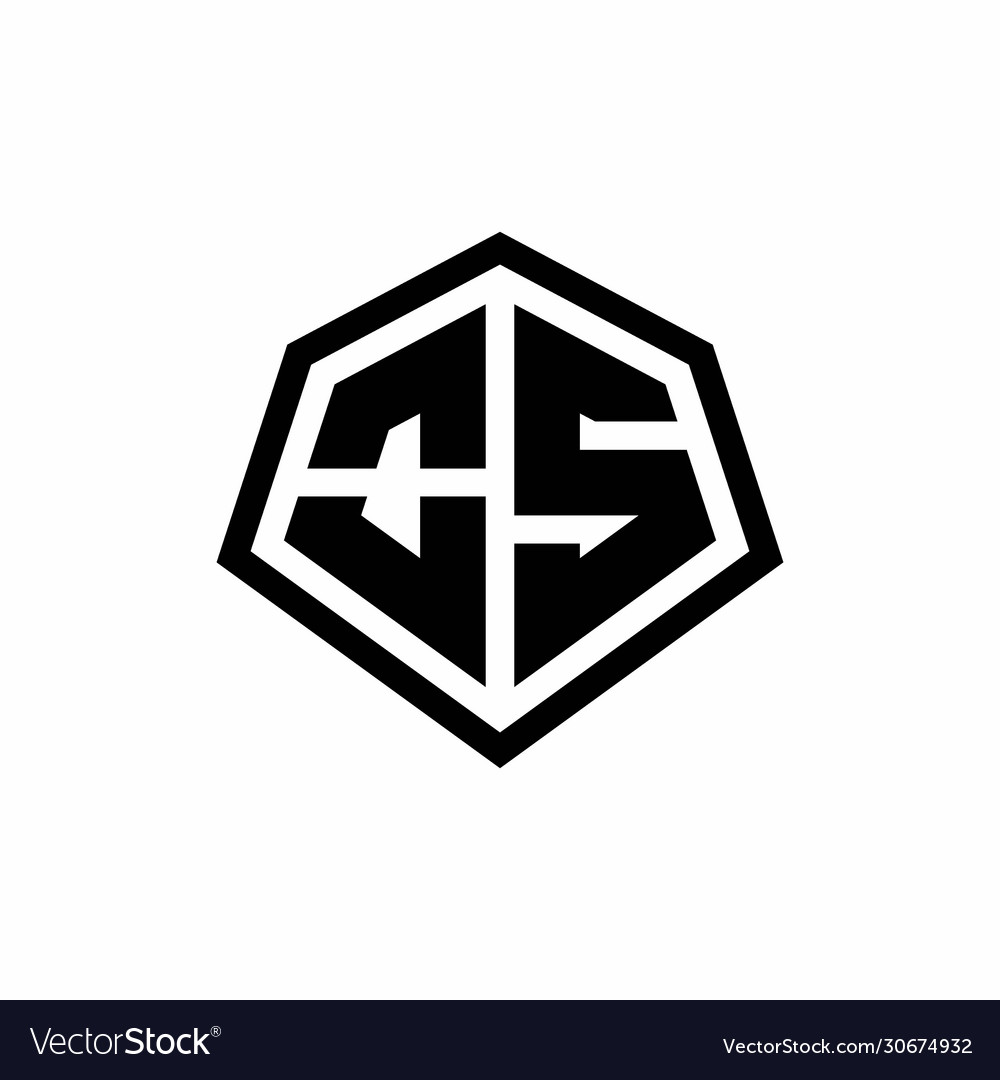 Os monogram logo with hexagon shape and line
