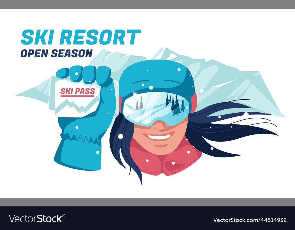 Portrait of ski athlete woman smiling in winter