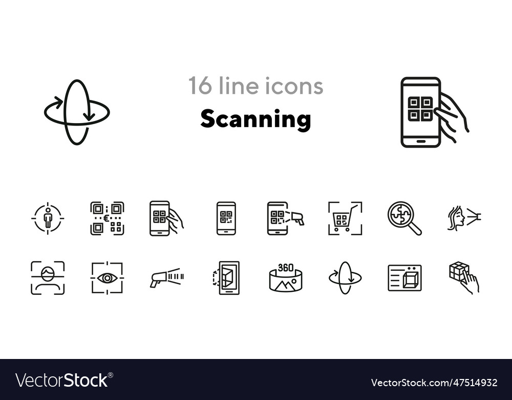 Scanning line icon set