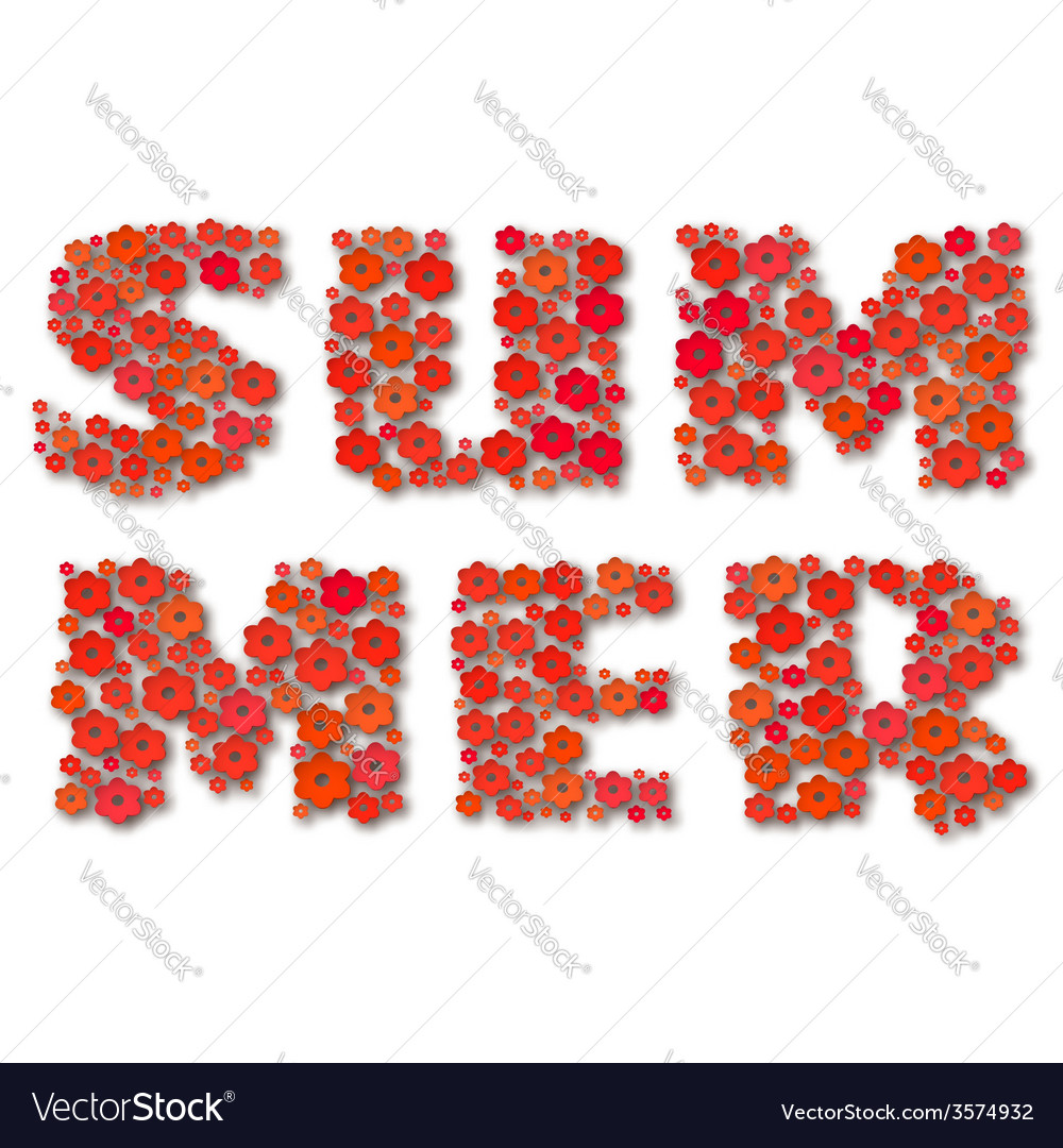 Summer lettering made of red paper flowers