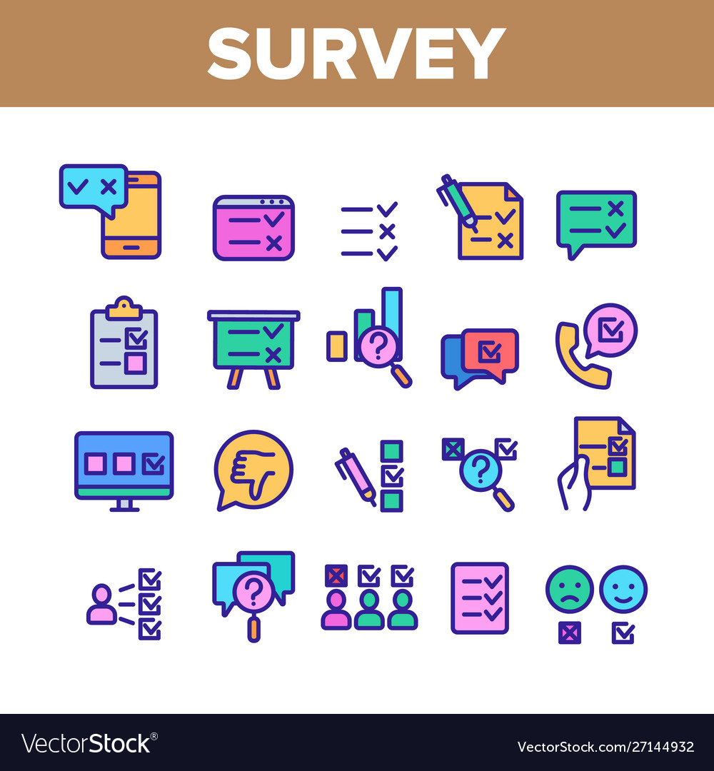 Survey rating color elements icons set vector image Survey rating color elements icons set