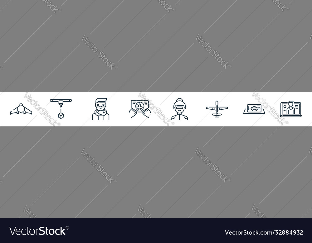 Technology future line icons linear set vector image Technology future line icons linear set