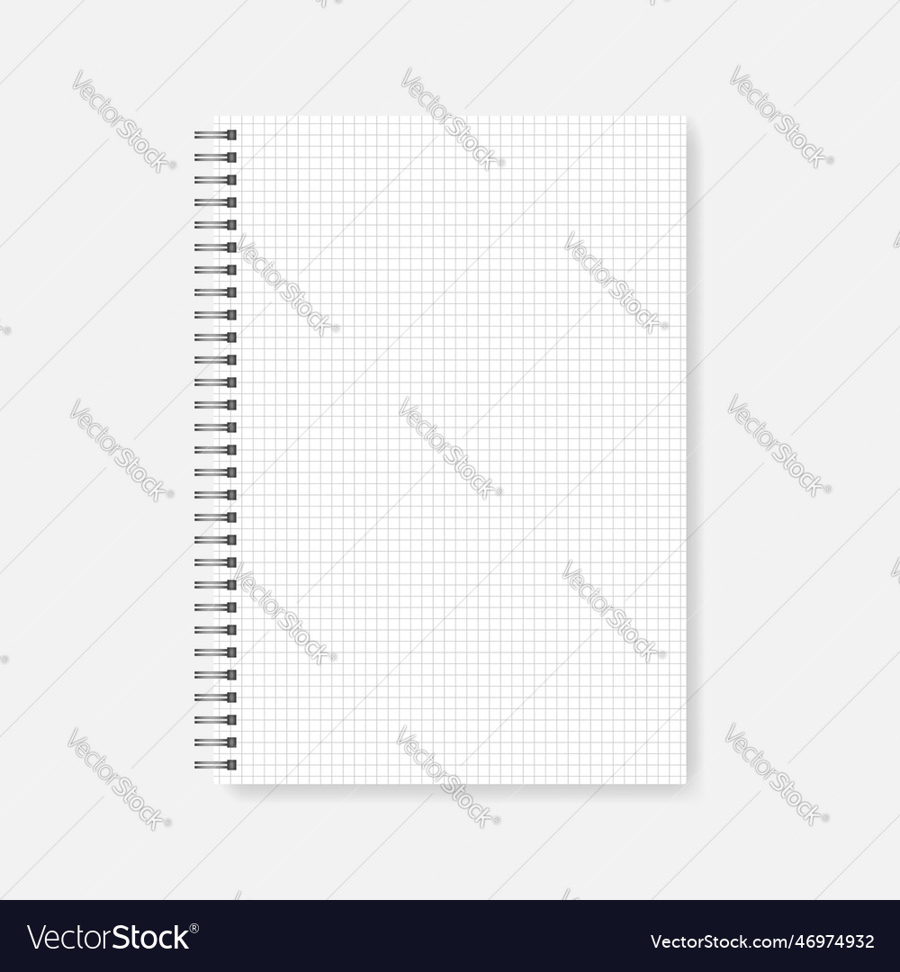 Wire spiral white graph ruled a4 notebook vector image Wire spiral white graph ruled a4 notebook