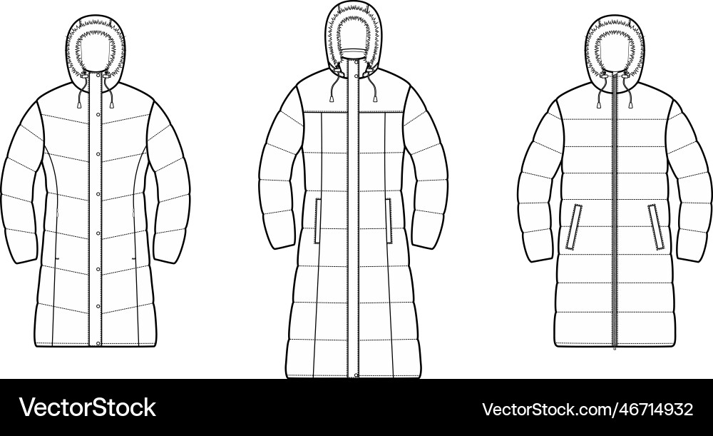 Womens winter quilted down jacket Royalty Free Vector Image