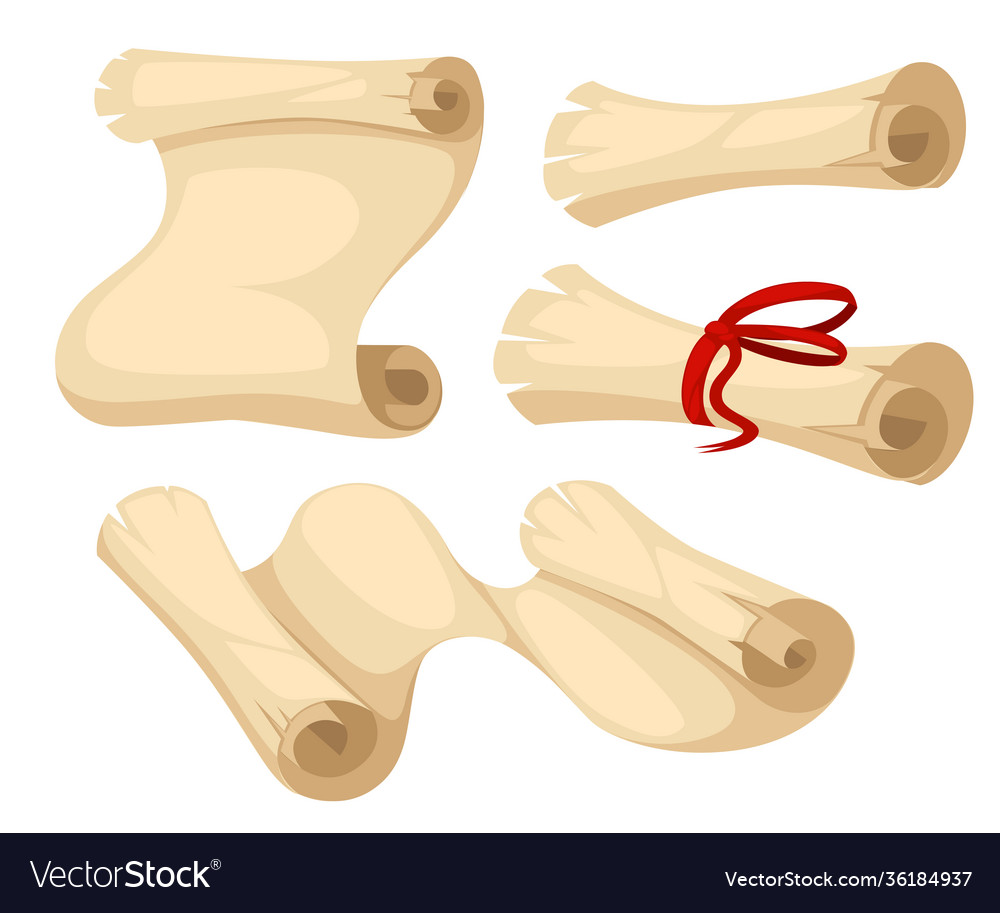 Ancient scroll papyrus with red ribbon vector image Ancient scroll papyrus with red ribbon