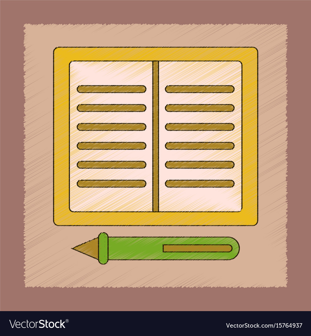 Flat shading style icon notebook and pen