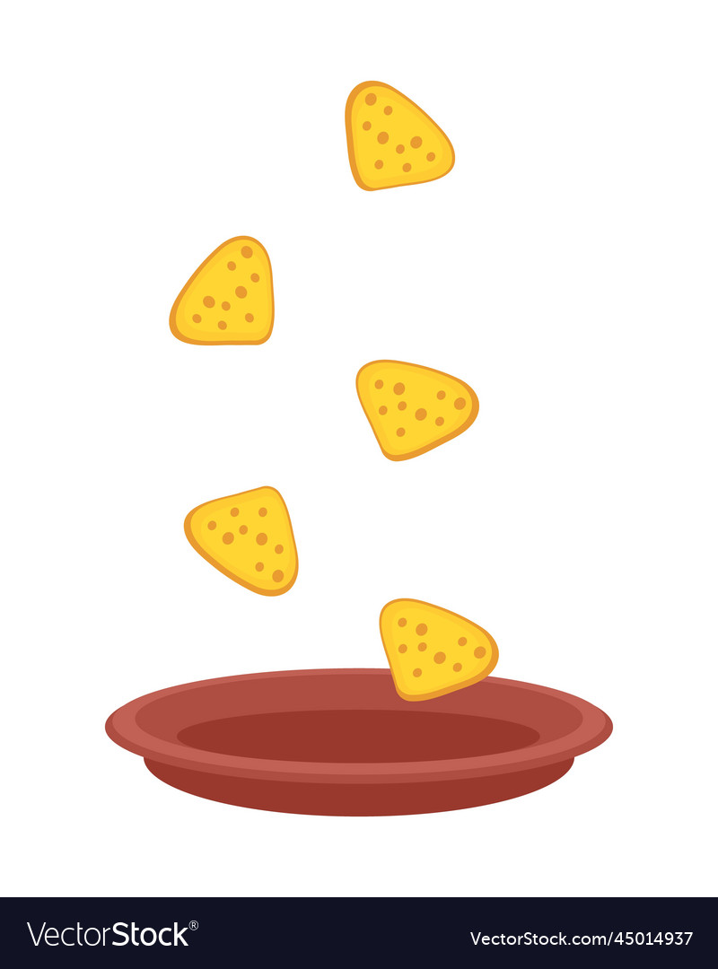 Mexican nachos tortilla chips falling into an Vector Image