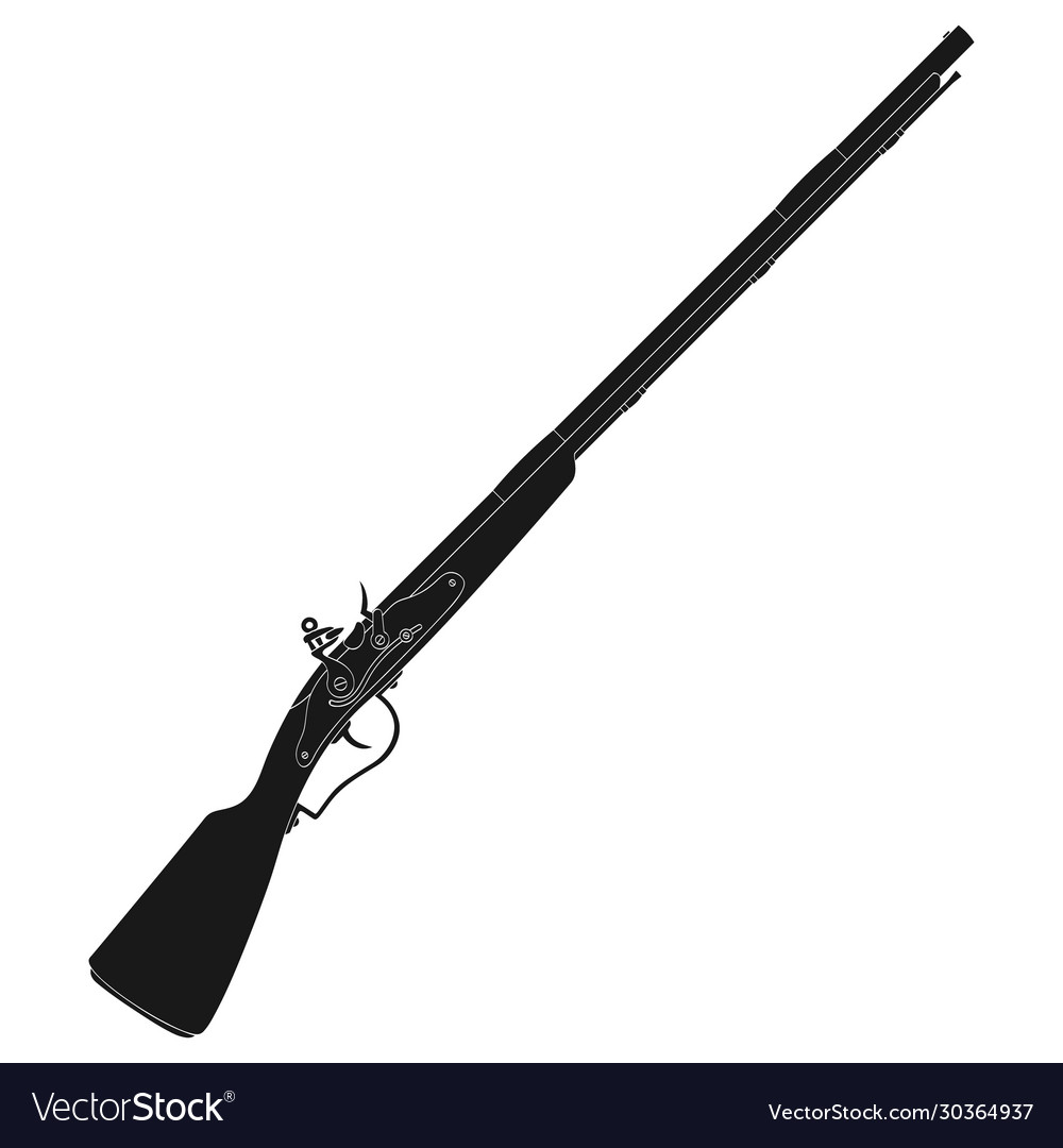 Monochrome Icon With Antique Rifle Royalty Free Vector Image