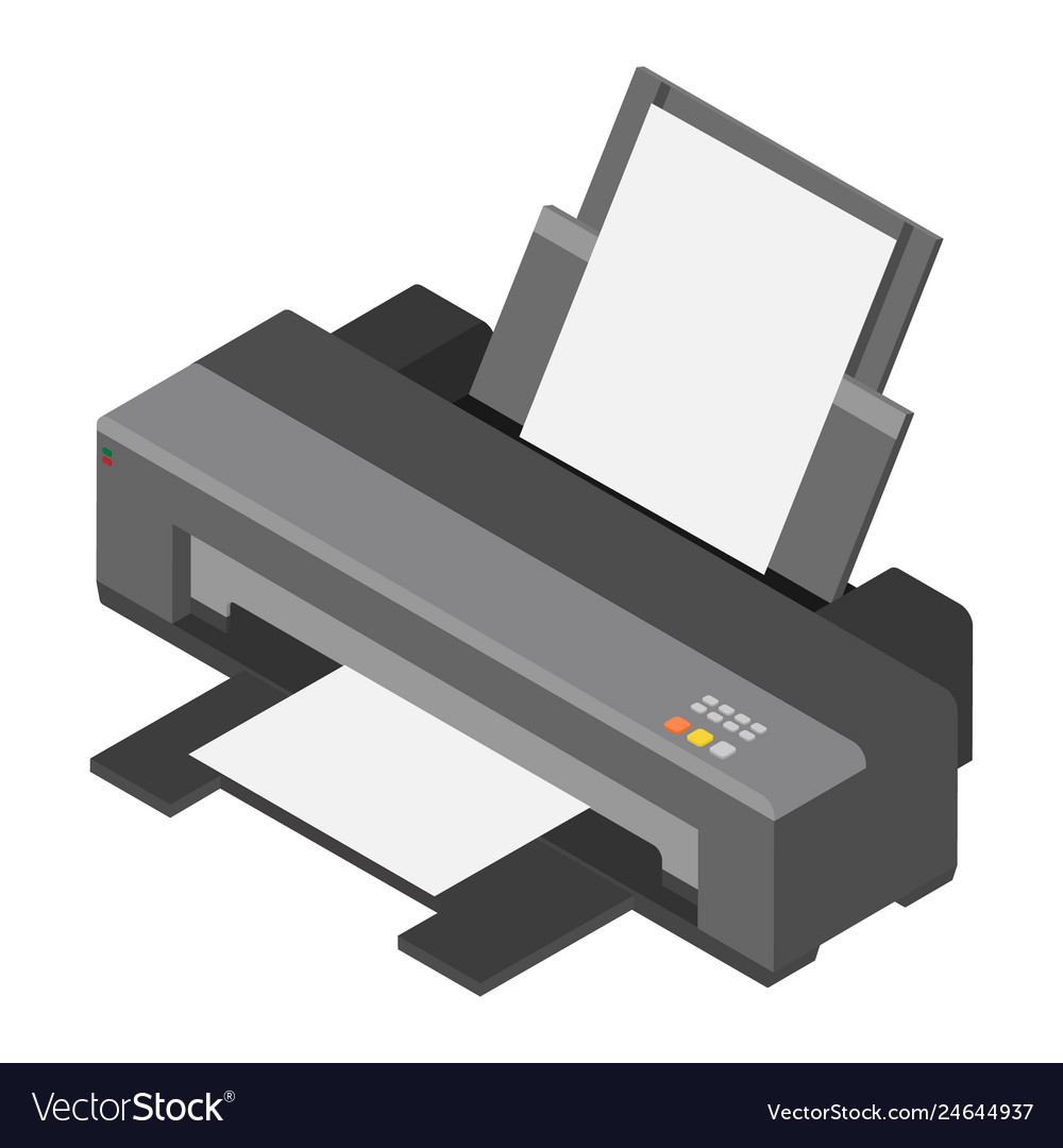 Printer isometric view Royalty Free Vector Image