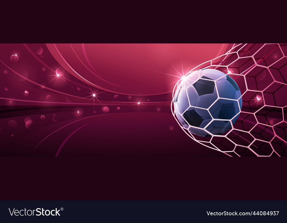 Realistic soccer ball hitting the net football Vector Image