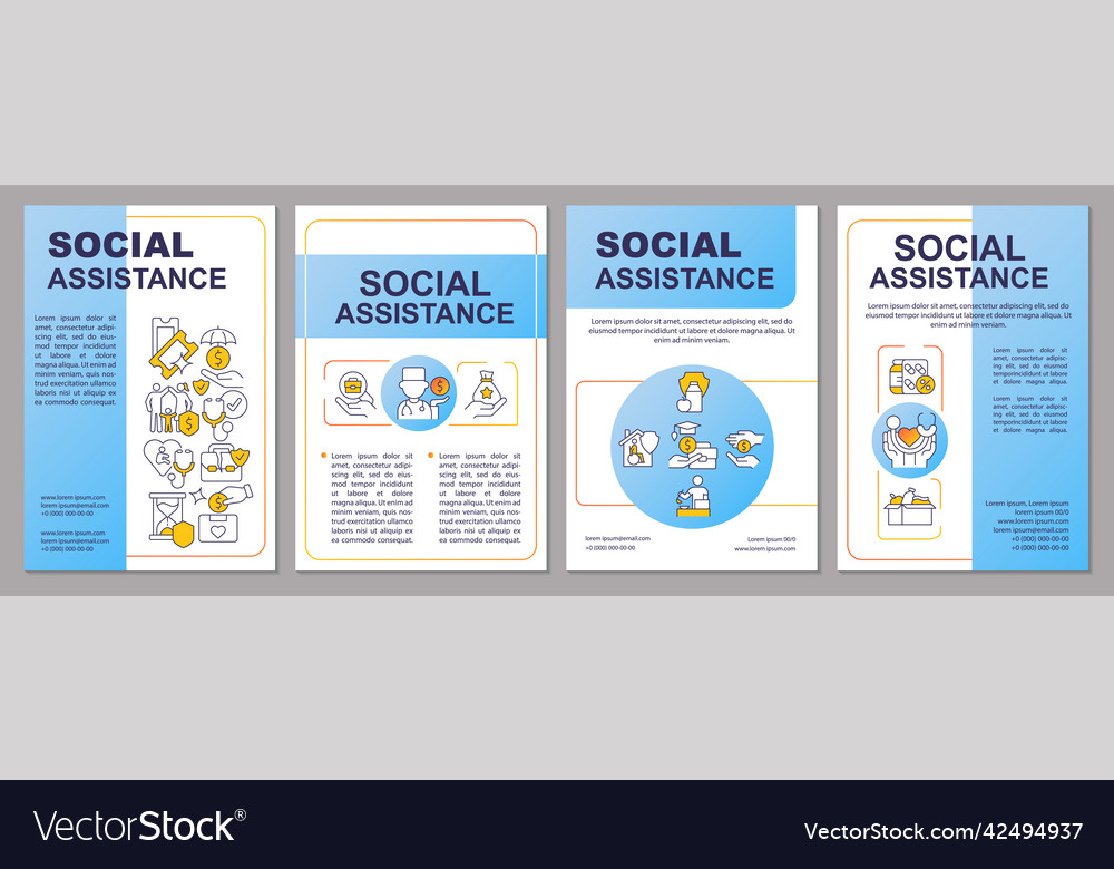 Social assistance blue brochure template