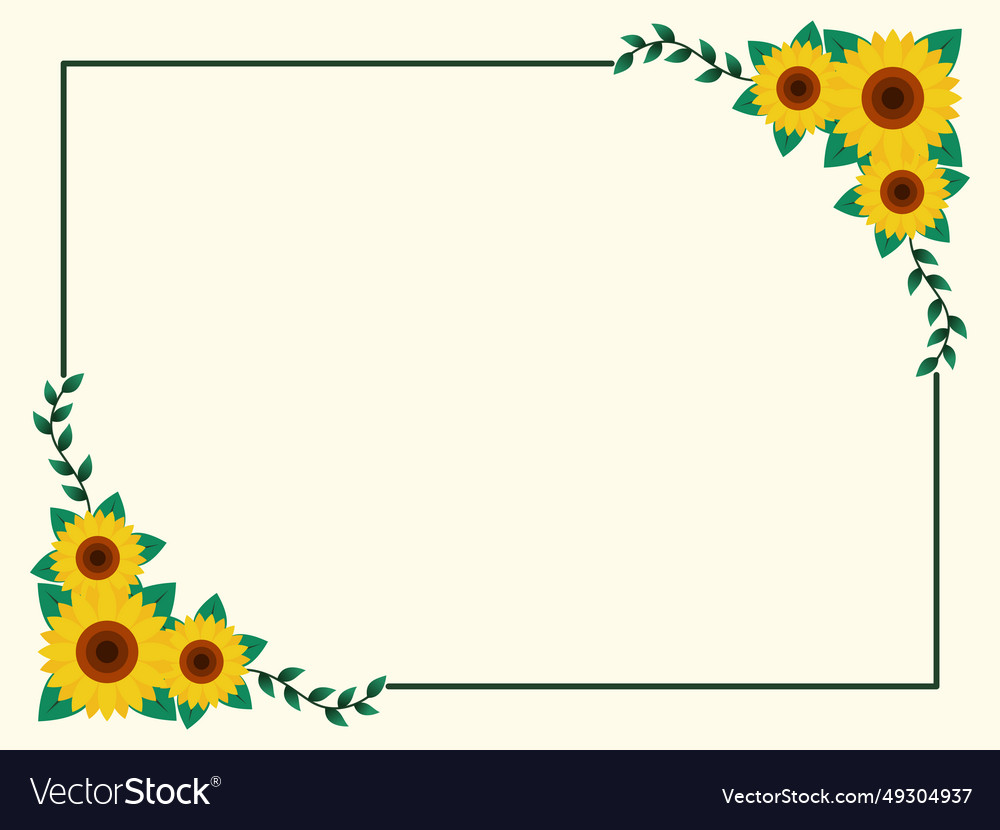 Sunflower border frame flat design