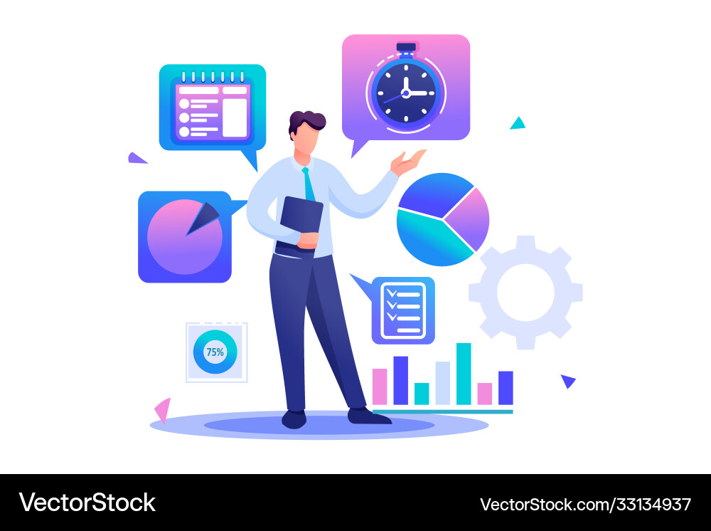 Time management planning your flat 2d Royalty Free Vector