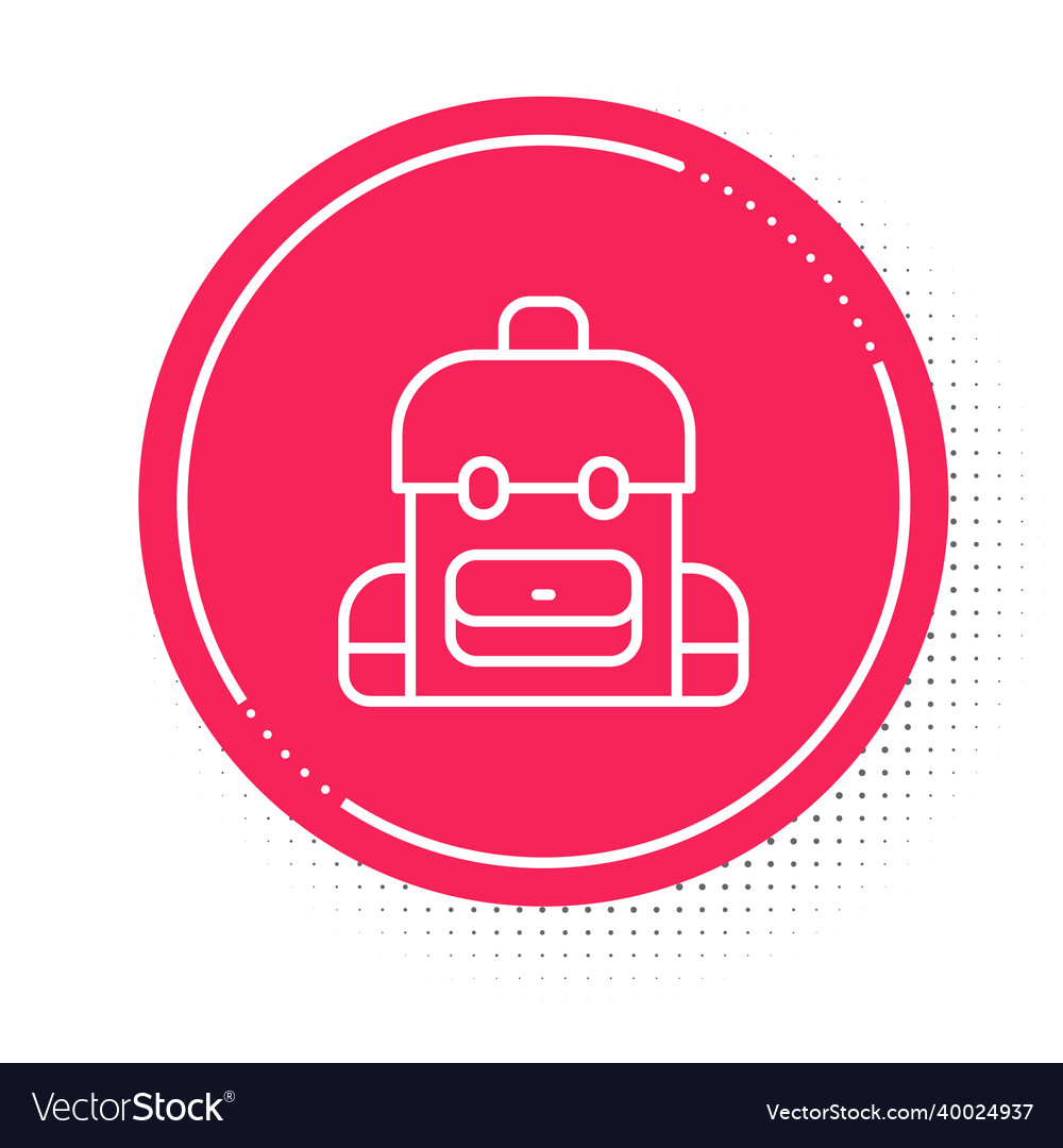 White line school backpack icon isolated on