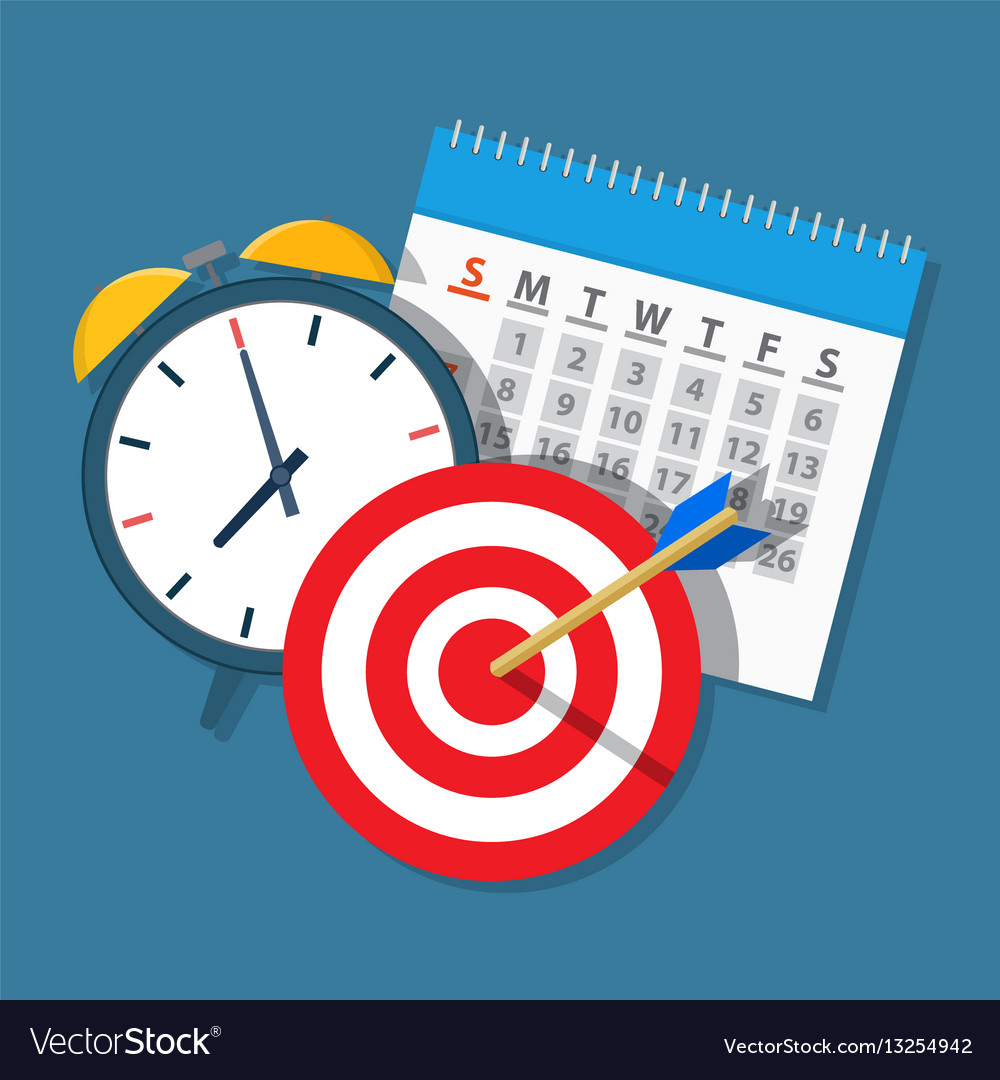 Alarm clock calendar target Royalty Free Vector Image